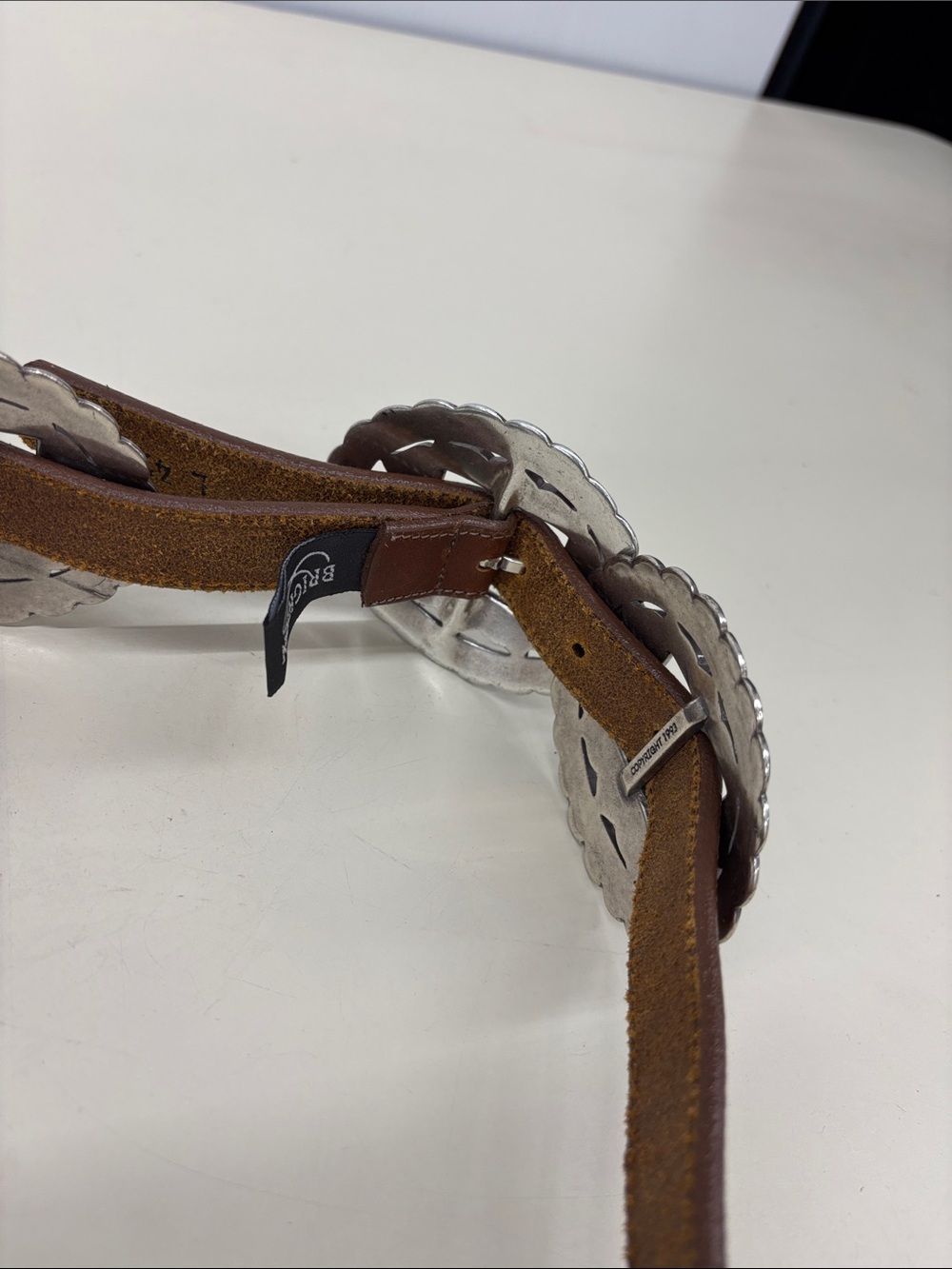 Brighton Women’s Brown Leather Sunflower Concho Belt - Picture 9 of 10